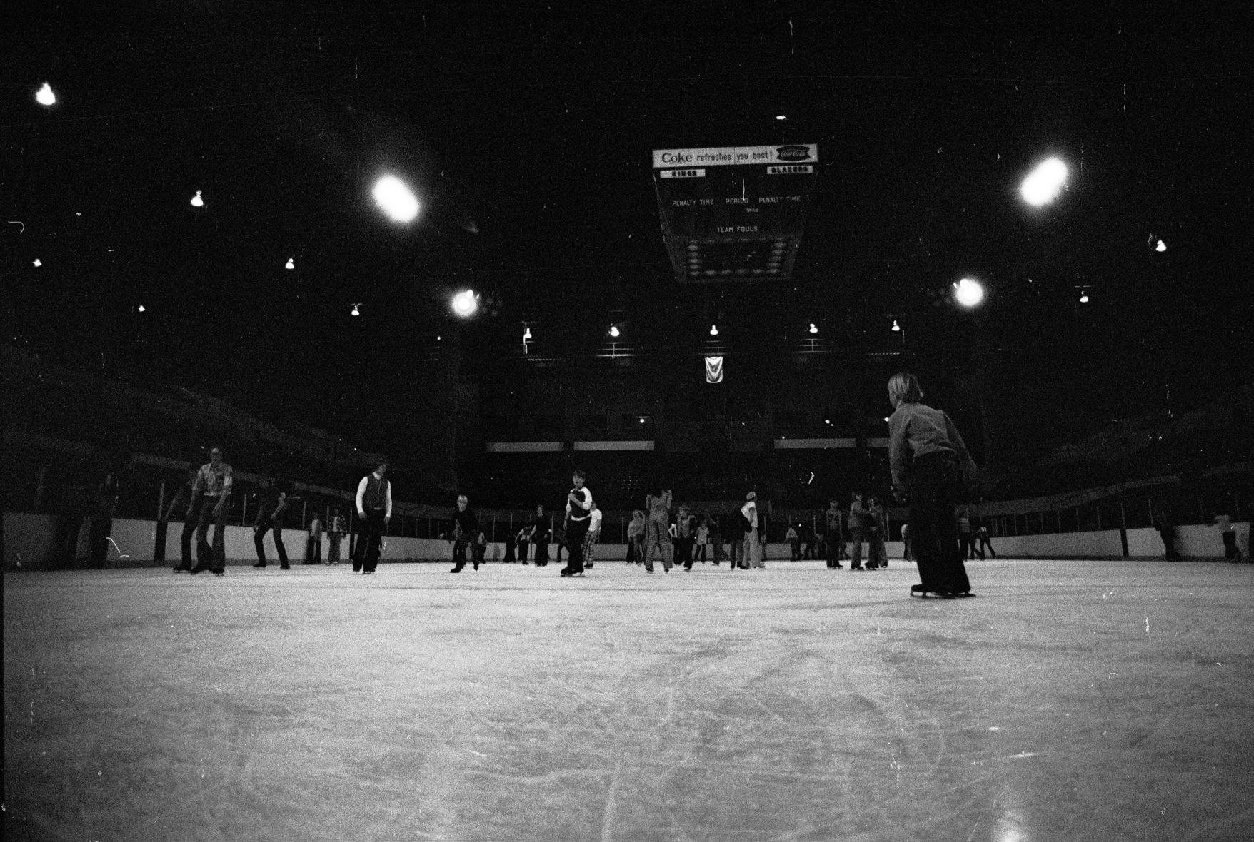 Public skating at the Metra, December 1975